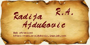 Radija Ajduković vizit kartica